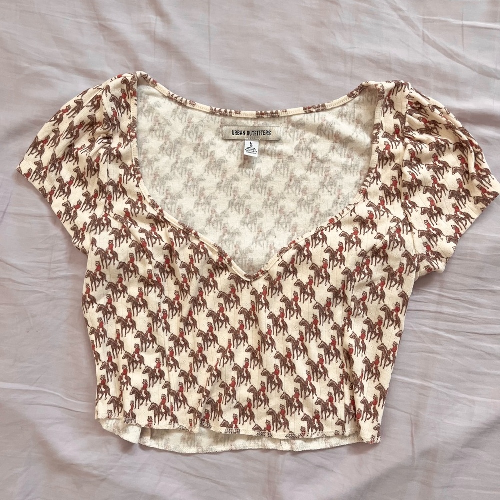 Urban Outfitters Cowboy Print Pointelle Crop Top